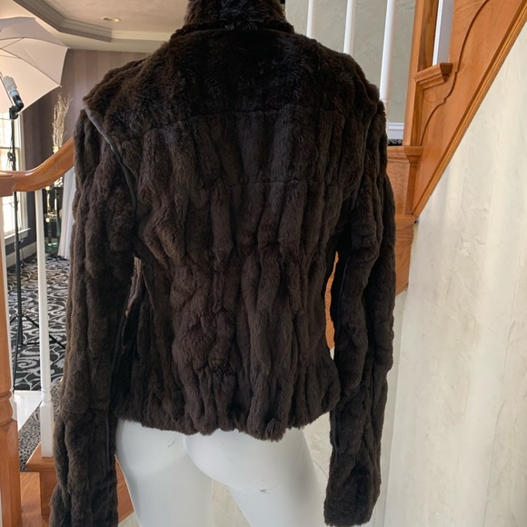 Reversible Rabbit Fur Coat Dark Brown - Picture 3 of 7